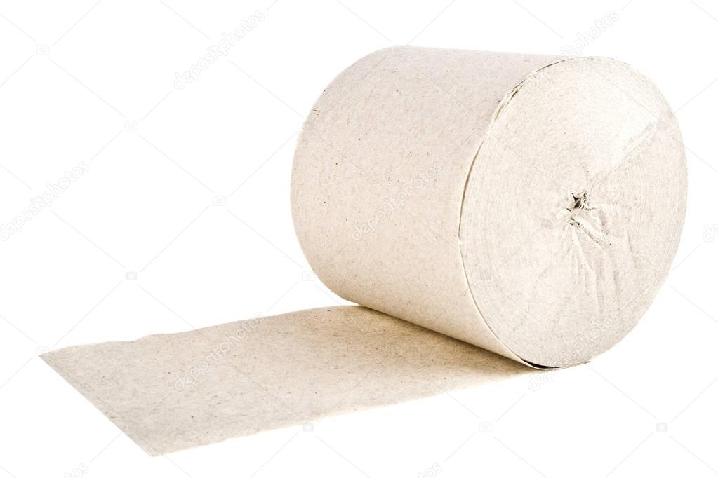 Toilet paper roll isolated on a white background