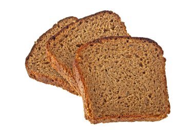 Çavdar ekmeği, beyaz arka plan üzerinde izole, dilimlenmiş