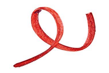 Beyaz zemin üzerine kırmızı renk ruj konturu