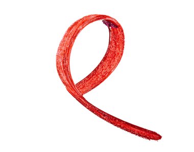 Beyaz zemin üzerine kırmızı renk ruj konturu