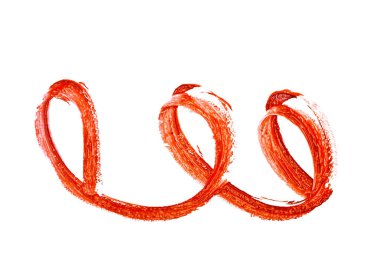 Beyaz zemin üzerine kırmızı renk ruj konturu