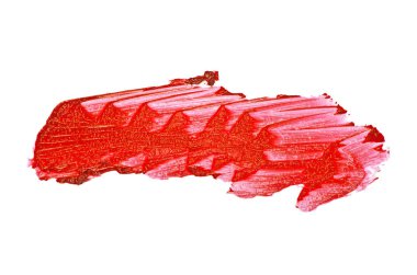 Beyaz zemin üzerine kırmızı renk ruj konturu