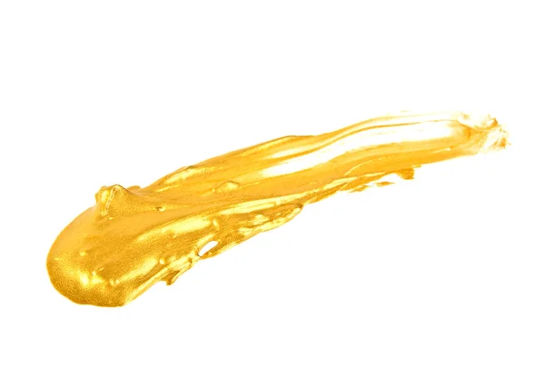 Pinselstriche von goldener Farbe isoliert auf weißem Hintergrund — Stockfoto