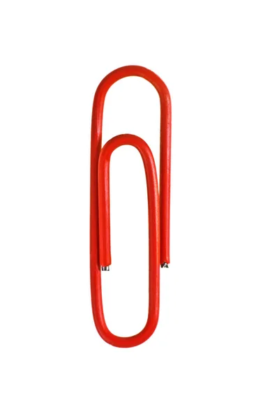 Red paperclip isolated on white background — Stock Photo, Image