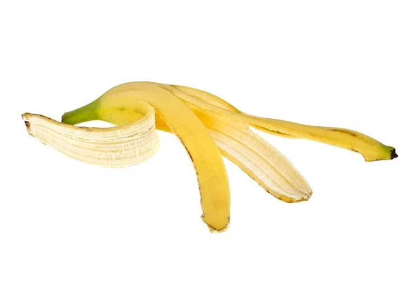 Casca de banana em um fundo branco, close-up — Fotografia de Stock