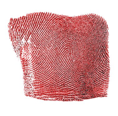 Beyaz arkaplanda kırmızı parmak izi