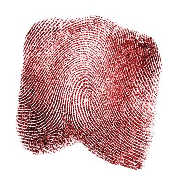 Beyaz arkaplanda kırmızı parmak izi