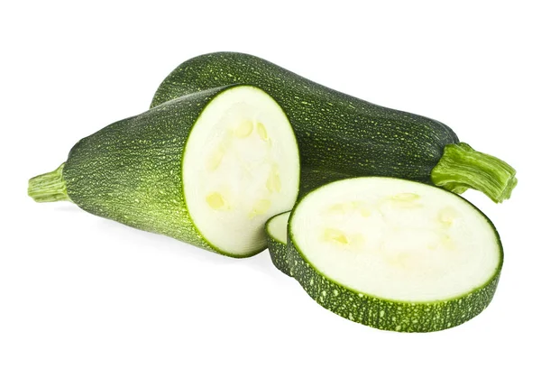 Courgettes fraîches coupées isolées sur fond blanc — Photo