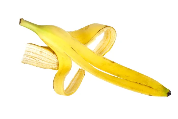 Casca de banana em um fundo branco, close-up — Fotografia de Stock