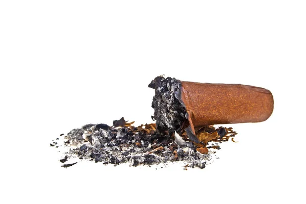 Cigare avec cendres isolé sur un fond blanc — Photo