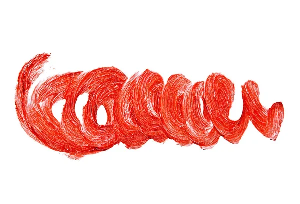 Rote Farbe Lippenstift Strich auf weißem Hintergrund — Stockfoto