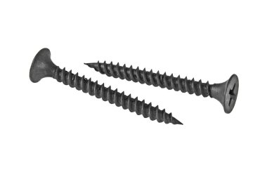 Beyaz bir arka plan üzerinde izole yeni güçlü siyah vidalar