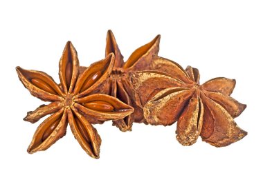 Yıldız anason baharat meyve ve tohum beyaz arka plan üzerinde izole, 