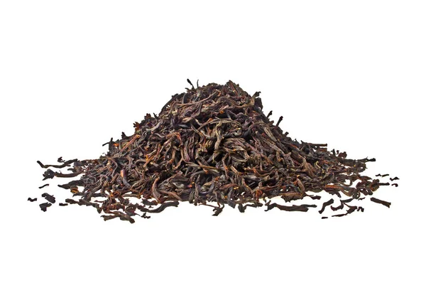 Dry black tea leaves isolated on white background — Stock Photo, Image