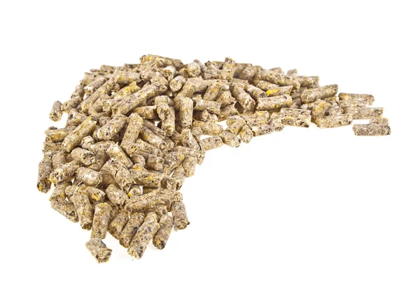 Alimento compuesto peletizado Aislado sobre fondo blanco, alimentación con trigo p — Foto de Stock