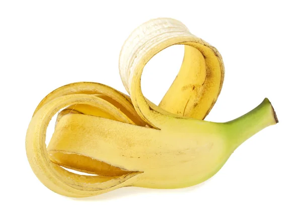 Casca de banana em um fundo branco, close-up — Fotografia de Stock