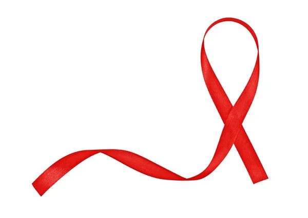 Red AIDS awareness ribbon isolated on white background — Stock Photo, Image