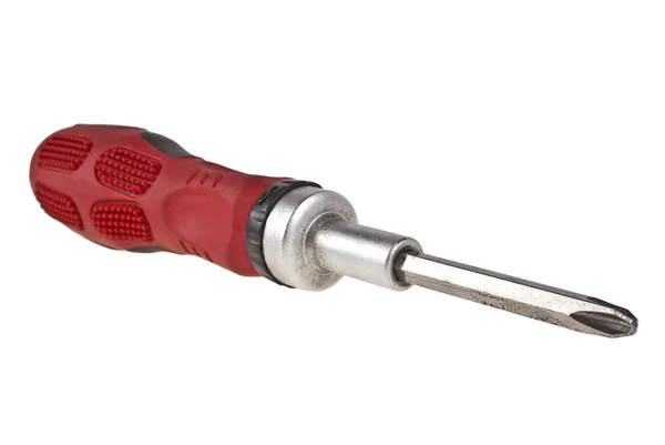 Old red screwdriver isolated on white background — Stock Photo, Image