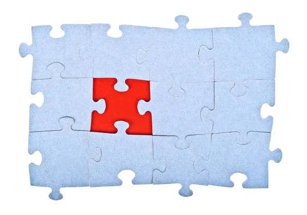 Puzzle with missing piece, puzzle game parts on a white backgrou — Stock Photo, Image