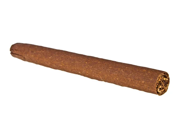 Braune Zigarre auf weißem Hintergrund — Stockfoto