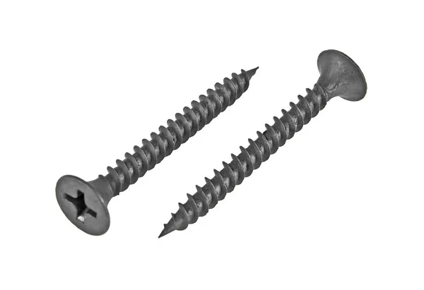 New strong black screws isolated on a white background — Stock Photo, Image