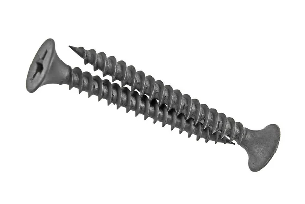 New strong black screws isolated on a white background — Stock Photo, Image