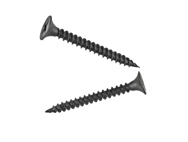 New strong black screws isolated on a white background — Stock Photo, Image