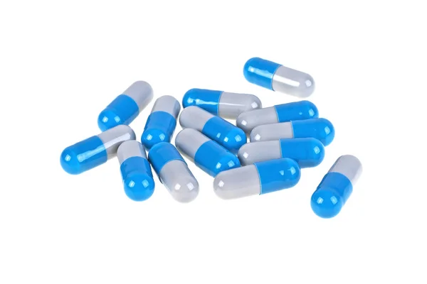 Tabletták. Tabletta. Kapszula. Színes tabletták a halom részlete — Stock Fotó
