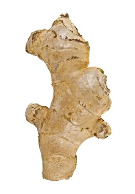 Beyaz arka planda taze zencefil