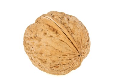 Tek ceviz beyaz arkaplanda izole edilmiş.