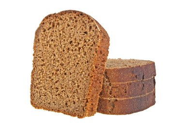 Beyaz arka planda izole edilmiş çavdar ekmeği dilimleri