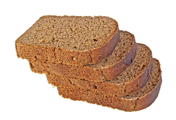 Kawałki chleba żytniego izolowane na białym tle — Zdjęcie stockowe