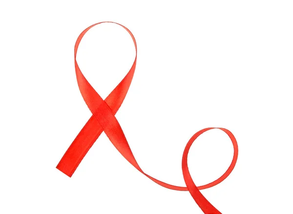 Aids consapevolezza nastro rosso isolato su sfondo bianco — Foto Stock