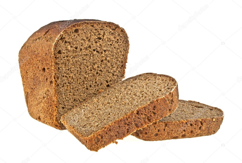 Delicious rye bread isolated on white background