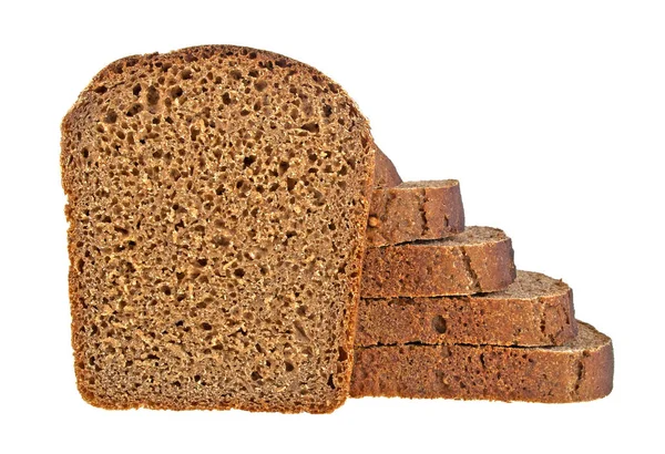 Fatias de pão de centeio isoladas no fundo branco — Fotografia de Stock