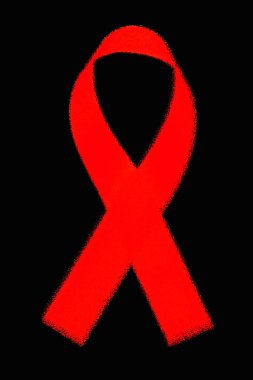 Soyut AIDS bilinçlendirme kırmızı şerit siyah arka plan üzerine