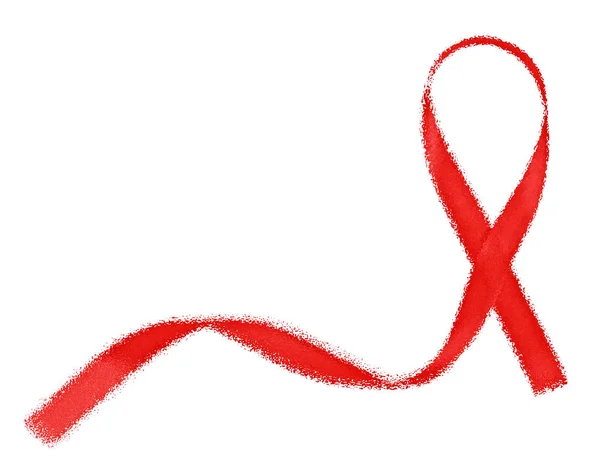 흰색 배경에 고립 된 빨간 에이즈 인식 리본 — 스톡 사진