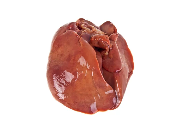 Fígado de frango cru isolado no fundo branco — Fotografia de Stock