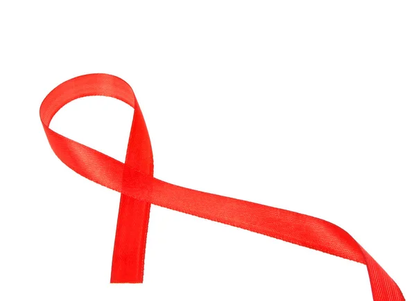 Aids consapevolezza nastro rosso isolato su sfondo bianco — Foto Stock