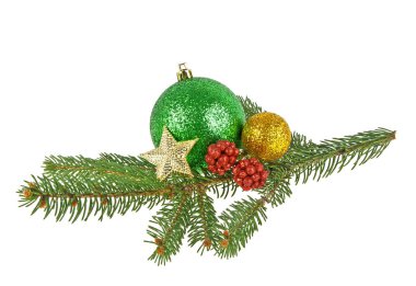 Beyaz arka planda noel süslemeleri