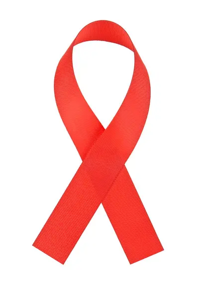 Aids awareness red ribbon isolated on white background — Stock Photo, Image