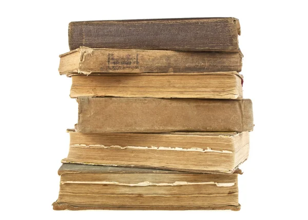 Стопка старих книг ізольована на білому тлі — стокове фото