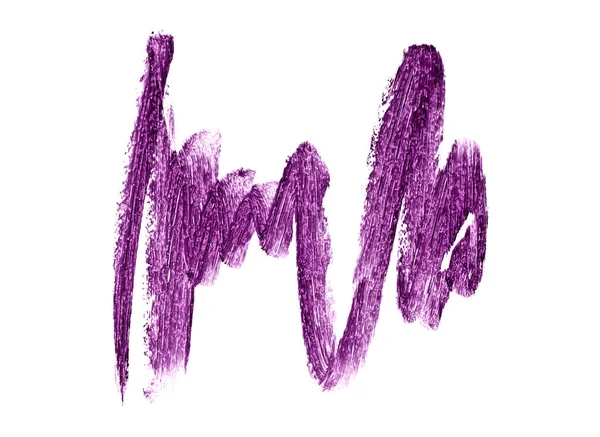 Violette Farbe Lippenstift Strich auf weißem Hintergrund — Stockfoto