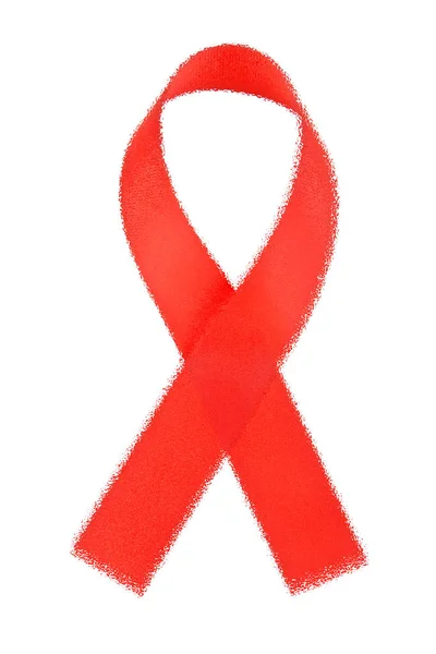 Aids awareness red ribbon isolated on white background — Stock Photo, Image