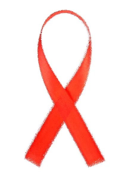 Aids awareness red ribbon isolated on white background — Stock Photo, Image