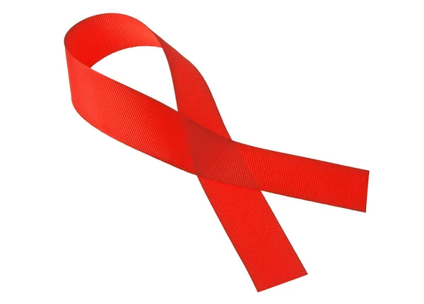 Aids awareness red ribbon isolated on white background — Stock Photo, Image