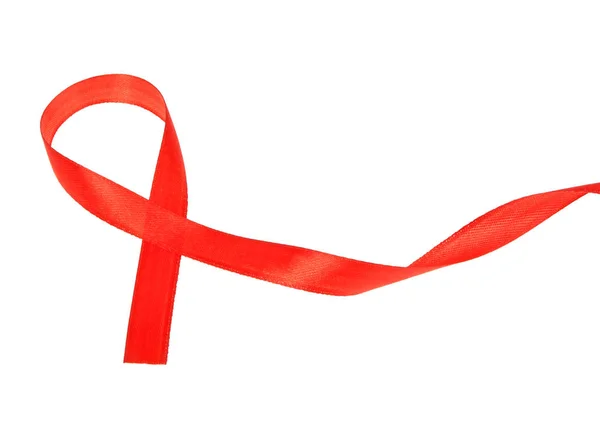 Aids awareness red ribbon isolated on white background — Stock Photo, Image