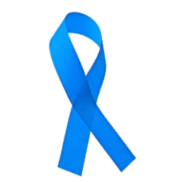 Awareness blue ribbon isolated on white background — Stok Foto