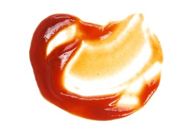 Beyaz bir arka plan üzerinde izole domates ketçap