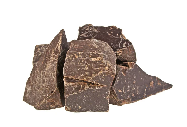 하얀 배경에 분리 된 초콜릿 조각들 — 스톡 사진